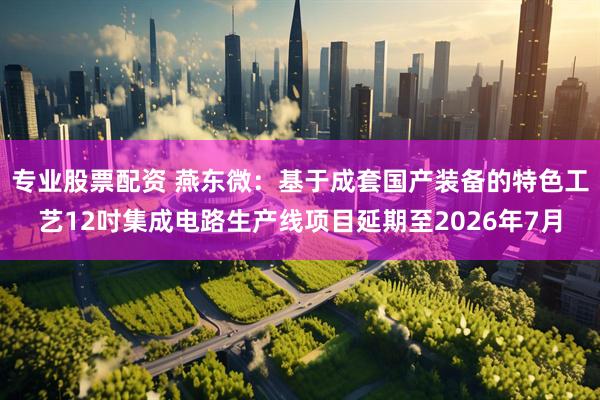 专业股票配资 燕东微：基于成套国产装备的特色工艺12吋集成电路生产线项目延期至2026年7月